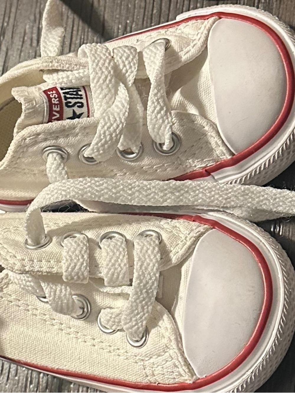 Converse Kids White Canvas Low Tops with Pink Trim